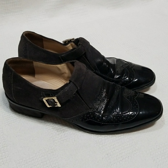 Jimmy Choo Shoes - Jimmy Choo Black Suede Degrade Heeled Loafers 39